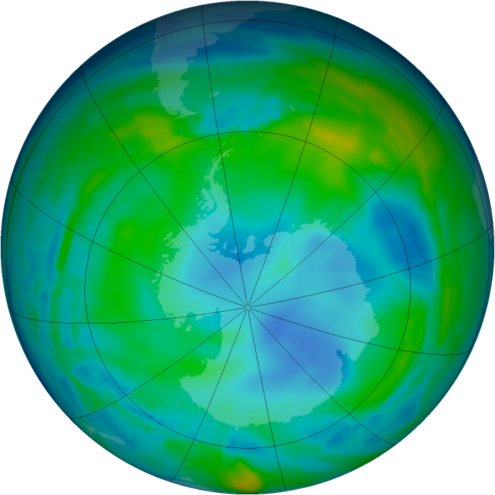 Antarctic ozone map for 24 May 2009